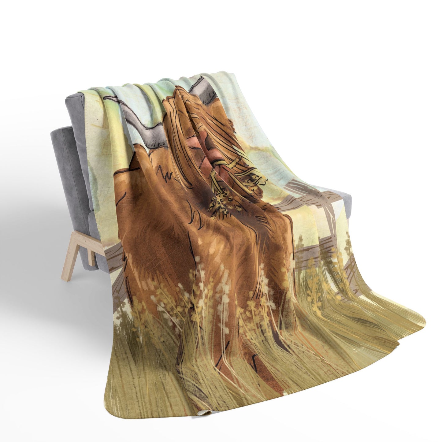 Highland Cow Fleece Sherpa Blanket