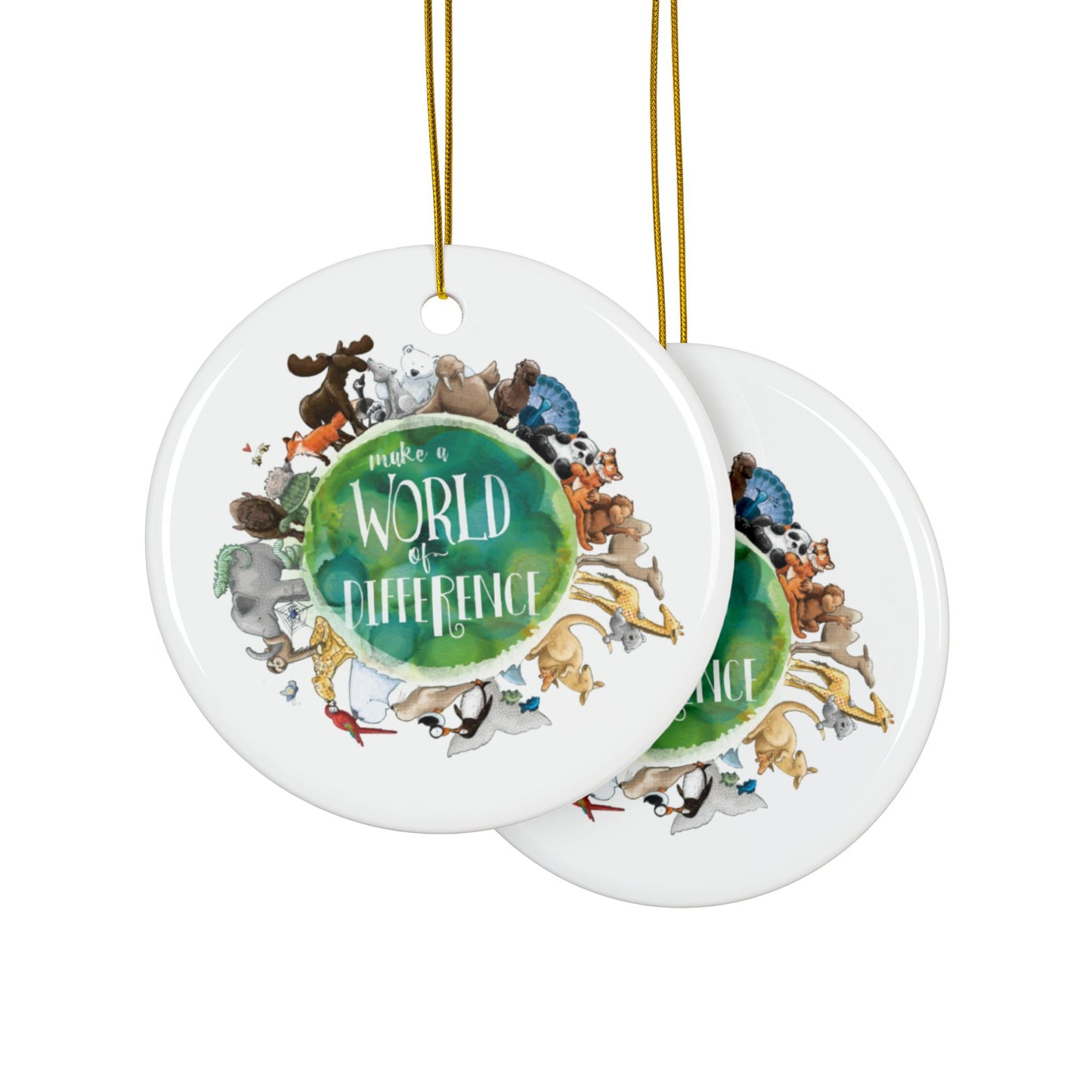 World of Difference Ceramic Ornament, Double-Sided